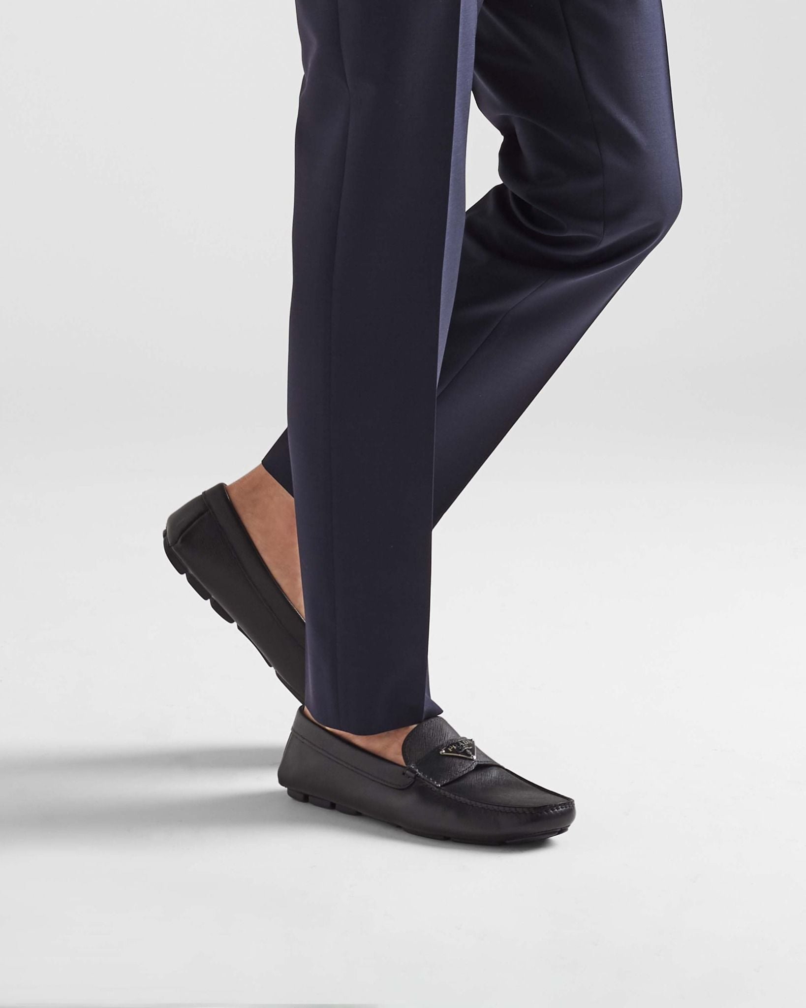  Giày Nam Prada Saffiano Leather Driver 'Black' 