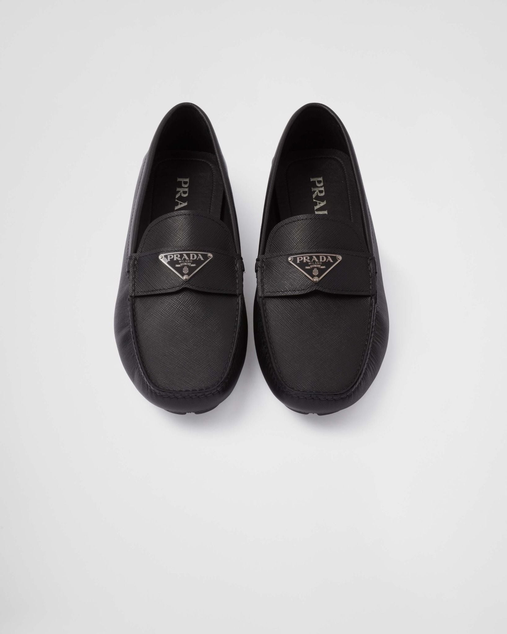  Giày Nam Prada Saffiano Leather Driver 'Black' 