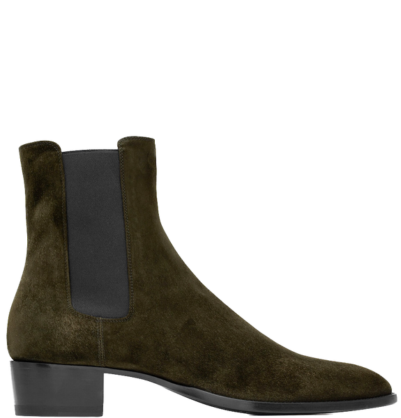  Giày Nam Saint Laurent Wyatt Chelsea Boots In Suede 'Sable Brun' 