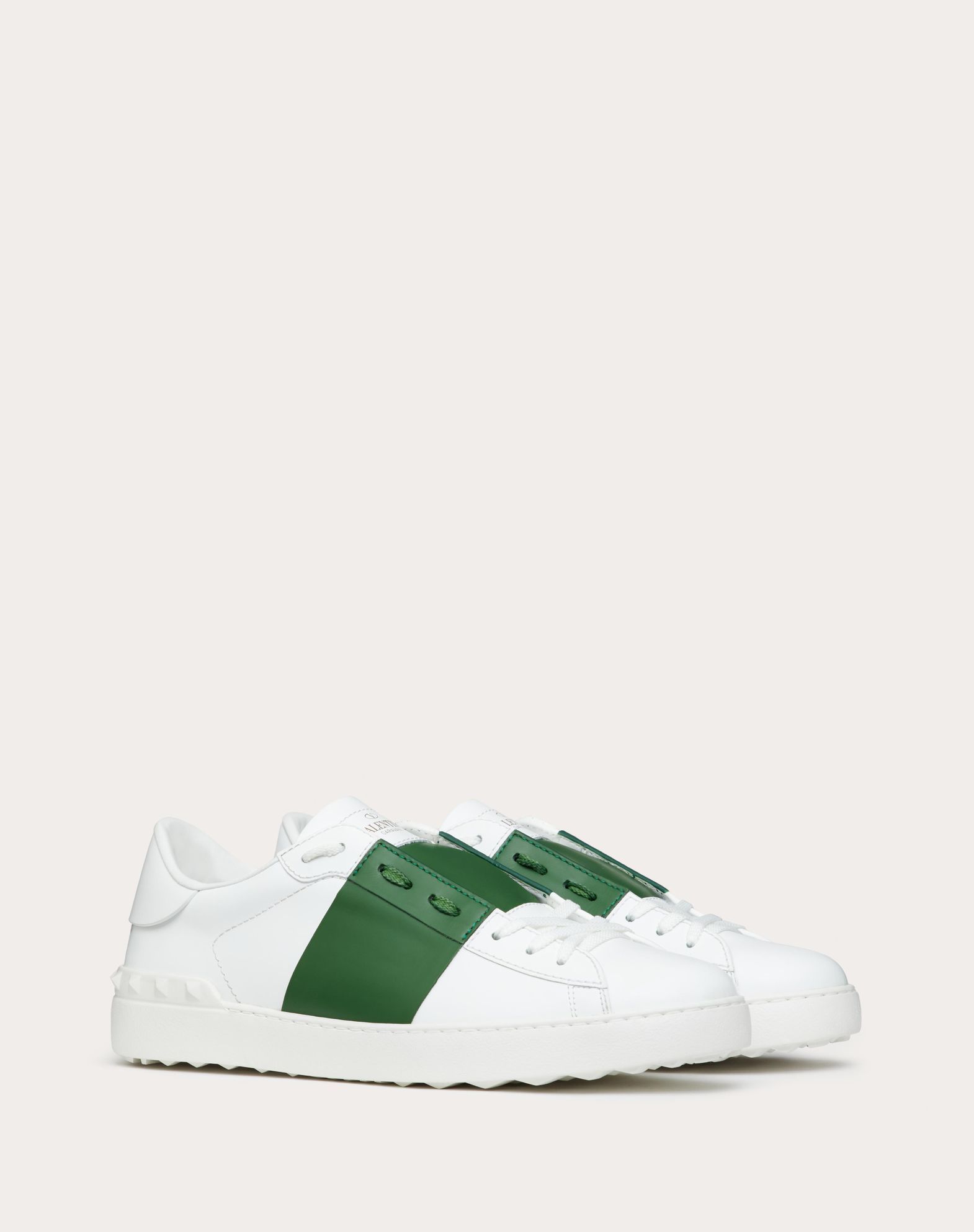  Giày Nam Valentino Calfskin Open Sneaker 'White Green' 