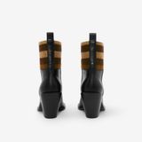  Giày Nữ Burberry Check Panel Leather Ankle Boots 'Dark Birch Brown' 