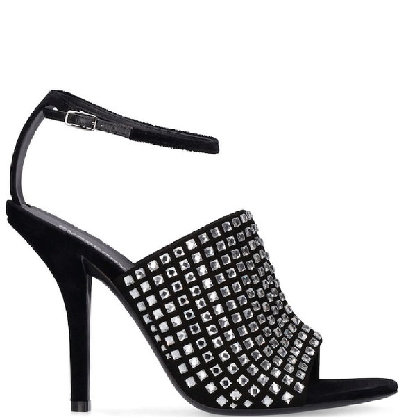  Giày Nữ Burberry Crystal Detail Velvet Stiletto-heel Sandals 'Black Crystal' 