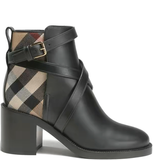  Giày Nữ Burberry House Check Leather Ankle Boots 'Black Archive Beige' 