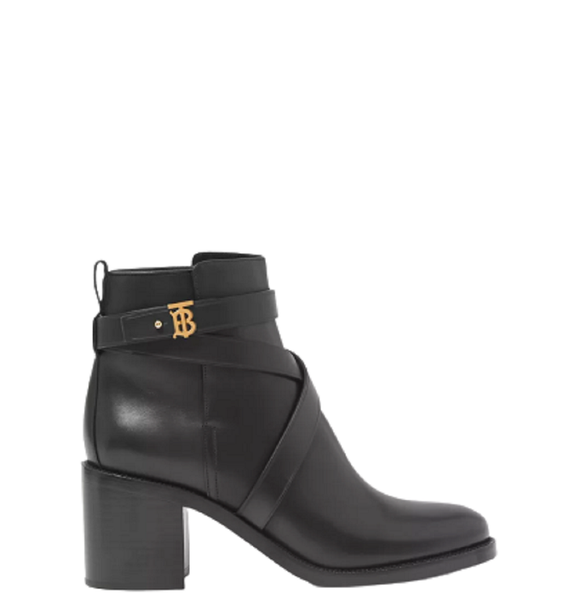  Giày Nữ Burberry Monogram Motif Leather Ankle Boots 'Black' 