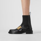  Giày Nữ Burberry Monogram Motif Leather Chelsea Boots 'Black' 