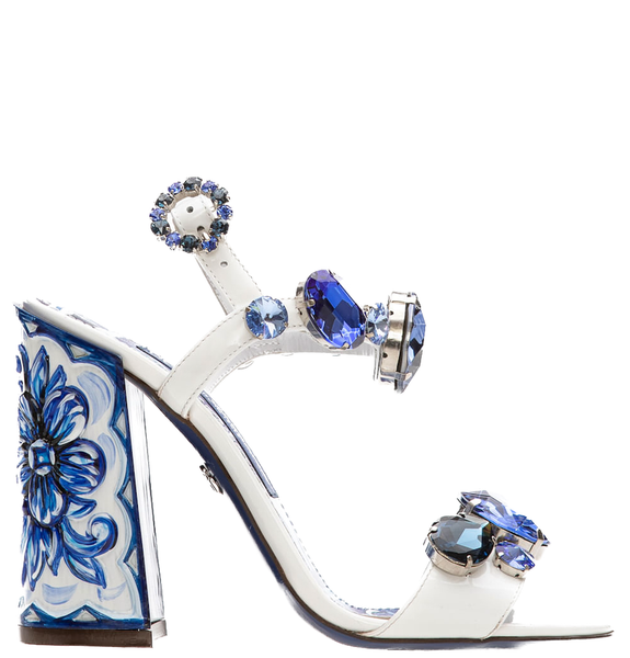  Giày Nữ Dolce & Gabbana Patent Leather Sandals 'Blue' 