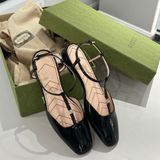 Giày Nữ Gucci Ballet Flat With Double G Logo 'Black' 