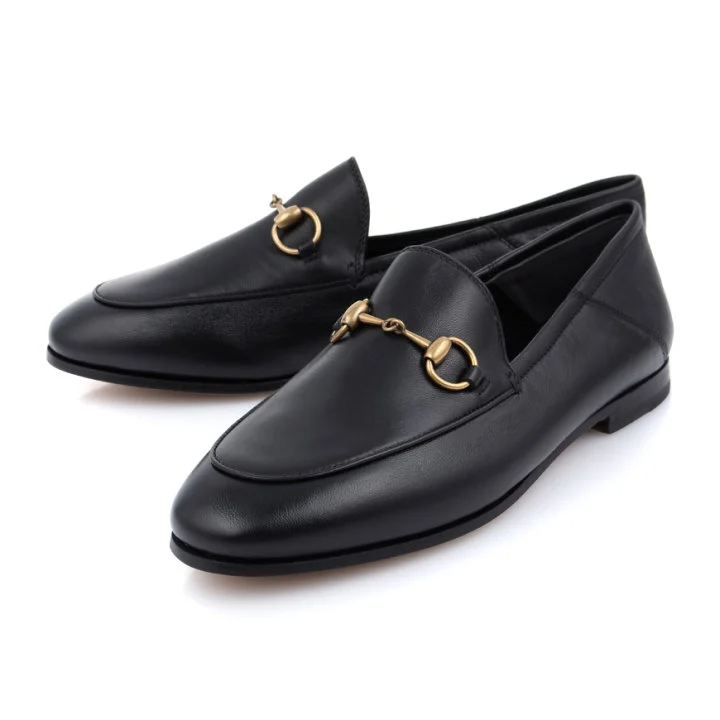  Giày Nữ Gucci Jordaan Leather Loafers 'Black' 