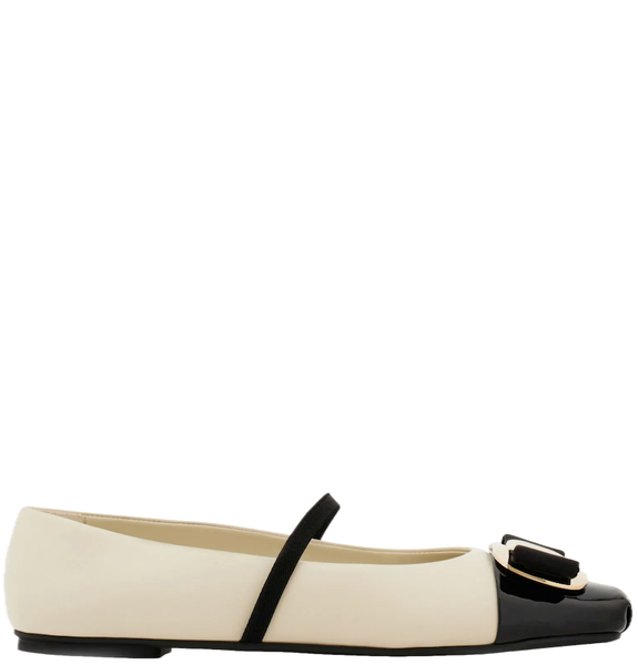  Giày Nữ Salvatore Ferragamo New Vara Plate Ballet Flat 'Mascarpone' 