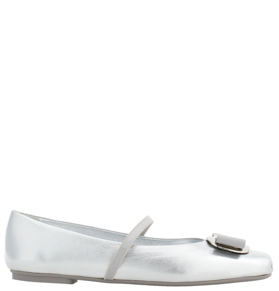  Giày Nữ Salvatore Ferragamo New Vara Plate Ballet Flat 'Silver' 