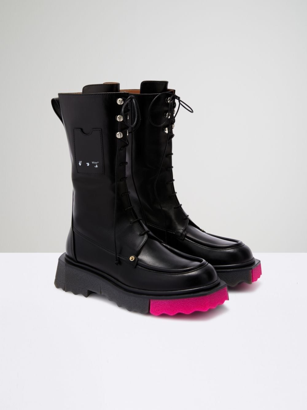  Giày Nữ Off-White Nappa Sponge Combat Boot 'Black' 