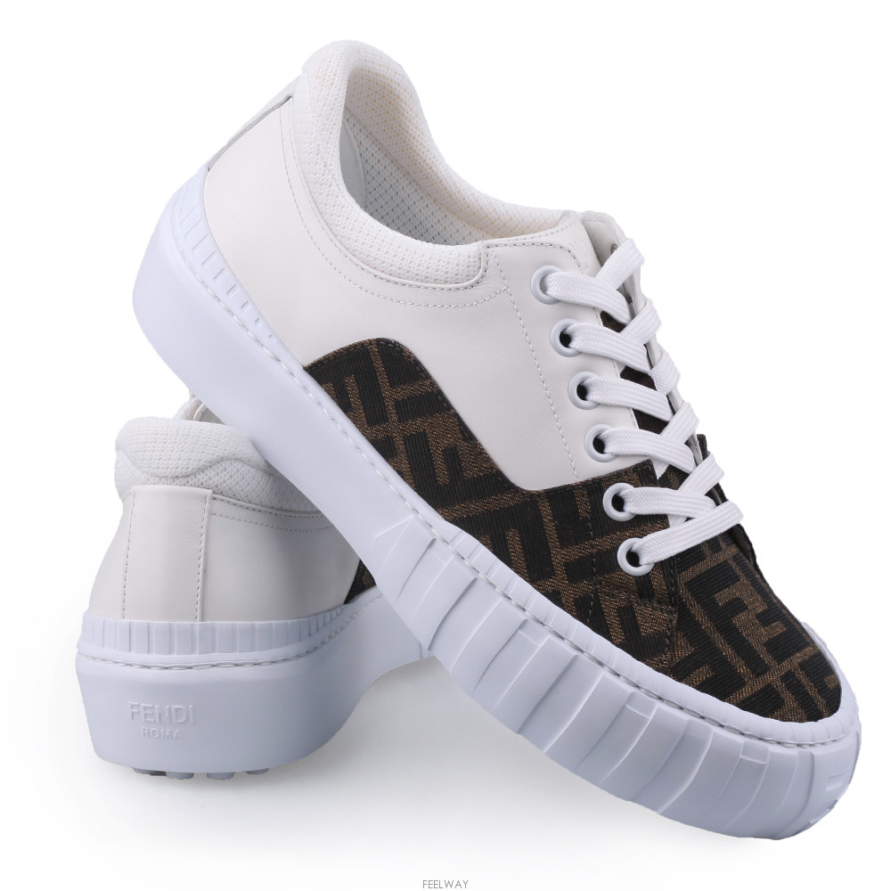 Giày Nam Fendi Force Lace-Up Sneaker 'White Brown' 7E1415-AF5C