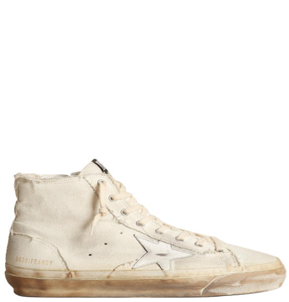  Giày Nam Golden Goose Francy Sneakers In Ivory Canvas 'White' 