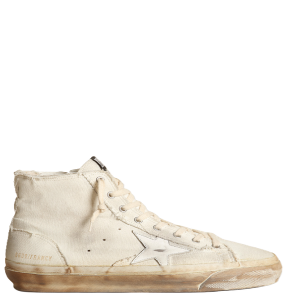  Giày Nam Golden Goose Francy Sneakers In Ivory Canvas 'White' 
