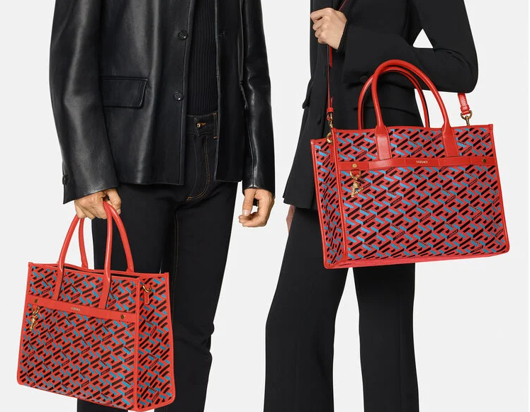  Túi Nữ Versace La Greca Signature Tote 'Blue Red' 