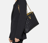  Túi Nữ Versace Virtus Quilted Leather Lagre Tote 'Black' 