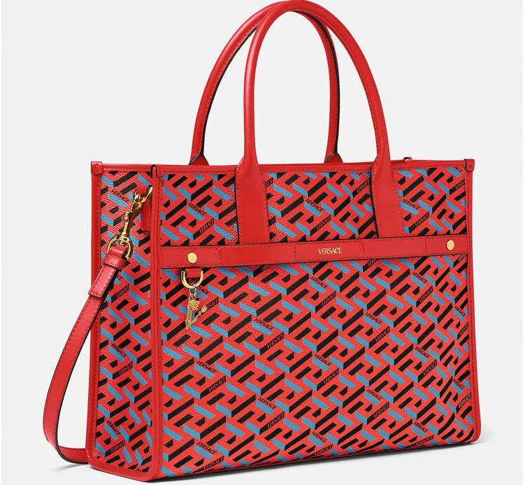  Túi Nữ Versace La Greca Signature Tote 'Blue Red' 