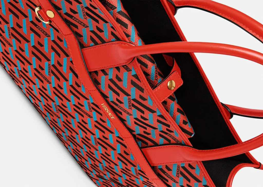  Túi Nữ Versace La Greca Signature Tote 'Blue Red' 