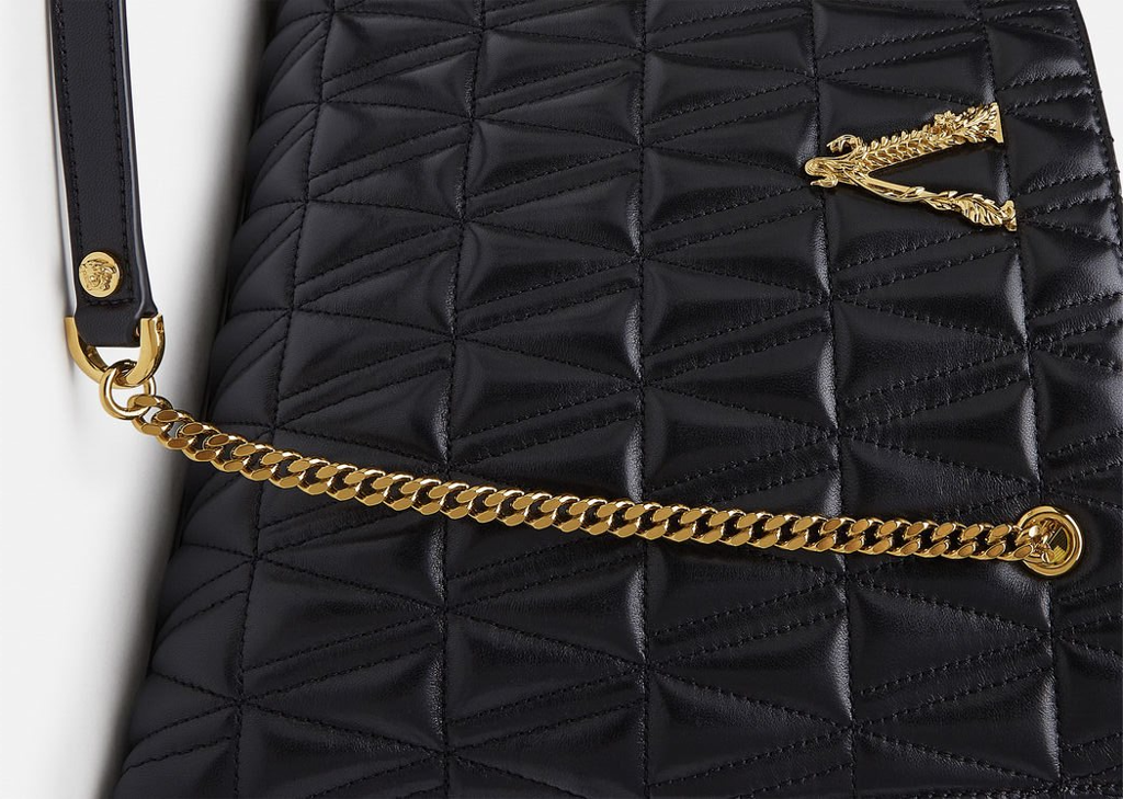  Túi Nữ Versace Virtus Quilted Leather Lagre Tote 'Black' 