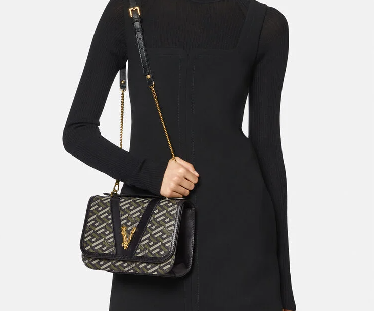  Túi Nữ Versace La Greca Signature 'Black Khaki' 