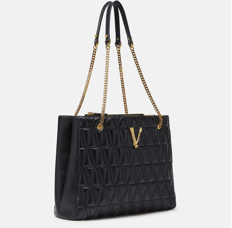  Túi Nữ Versace Virtus Quilted Leather Lagre Tote 'Black' 