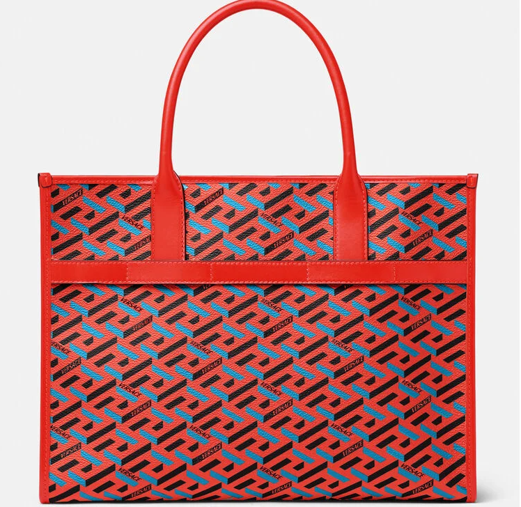 Túi Nữ Versace La Greca Signature Tote 'Blue Red' 