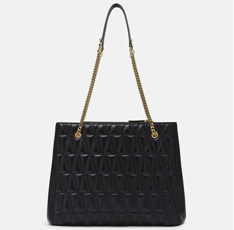  Túi Nữ Versace Virtus Quilted Leather Lagre Tote 'Black' 