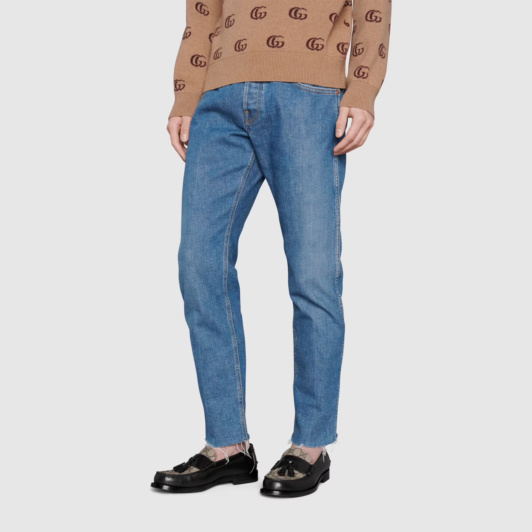 Giày Nam Gucci GG Loafer With Tassel 'Black Leather Monogram' 