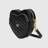  Túi Nữ Gucci Interlocking G Mini Heart Shoulder Bag 'Black' 