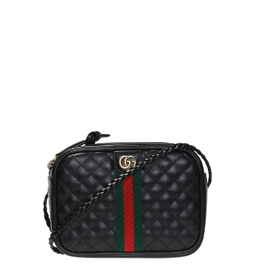  Túi Nữ Gucci Plain Leather Crossbody Logo Shoulder Bags 'Black' 