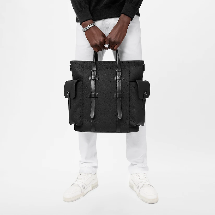  Túi Nam Louis Vuitton Christopher Tote 'Black Taurillon Leather' 