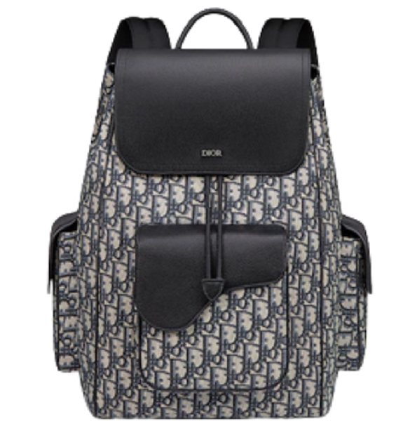  Balo Nam Dior Saddle Oblique Jacquard Grained Calfskin 'Beige Black' 