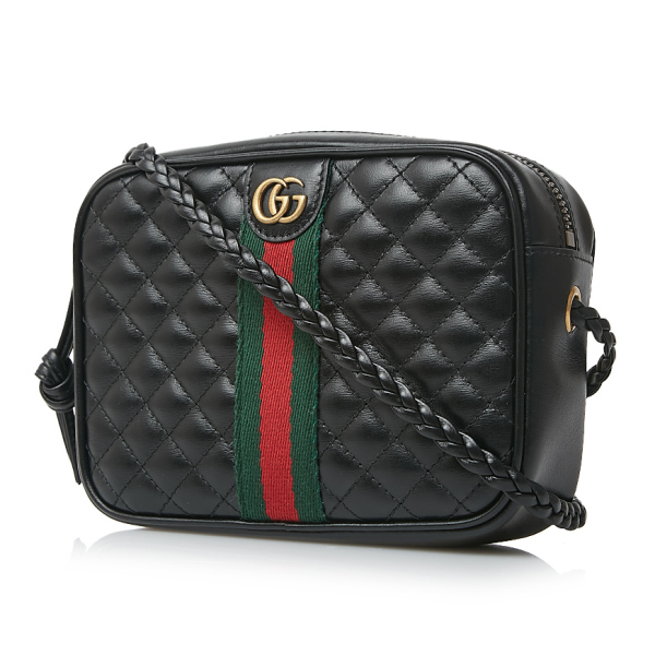  Túi Nữ Gucci Plain Leather Crossbody Logo Shoulder Bags 'Black' 