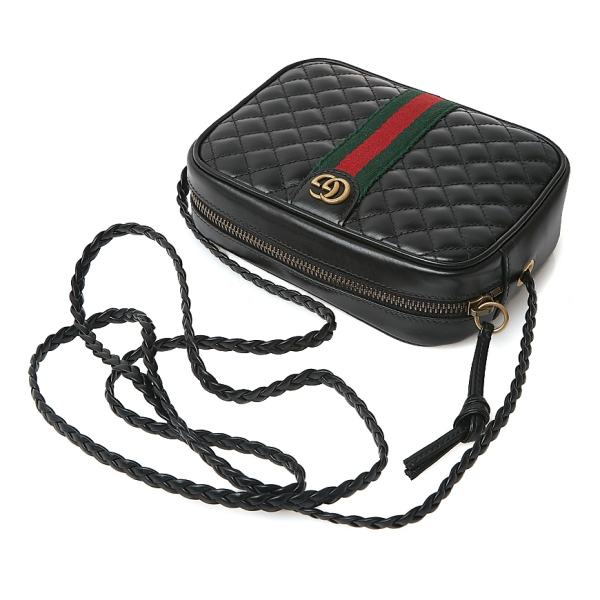  Túi Nữ Gucci Plain Leather Crossbody Logo Shoulder Bags 'Black' 