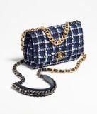  Túi Nữ Chanel Cotton Tweed Gold Tone Ruthenium Finish Metal 'Navy' 