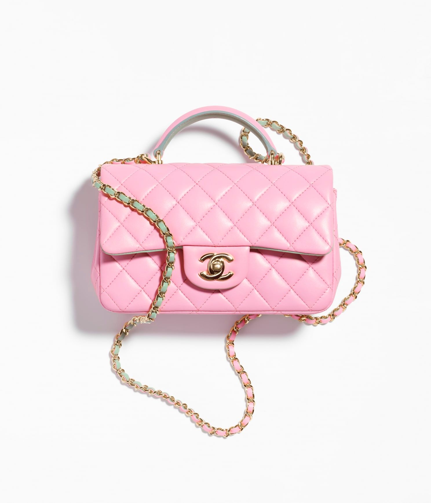 Mini flap bag Tweed resin goldtone metal pink dark pink white Fashion CHANEL #26 Mini flap bag Tweed resin goldtone metal pink dark pink white Fashion CHANEL