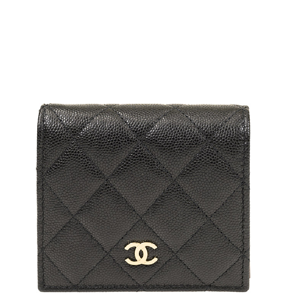  Ví Nữ Chanel Plain Leather Folding Wallet 'Black' 
