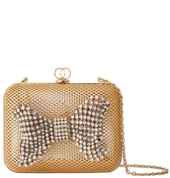  Túi Nữ Gucci Metal Handbag With Crystal Bow 'Gold' 