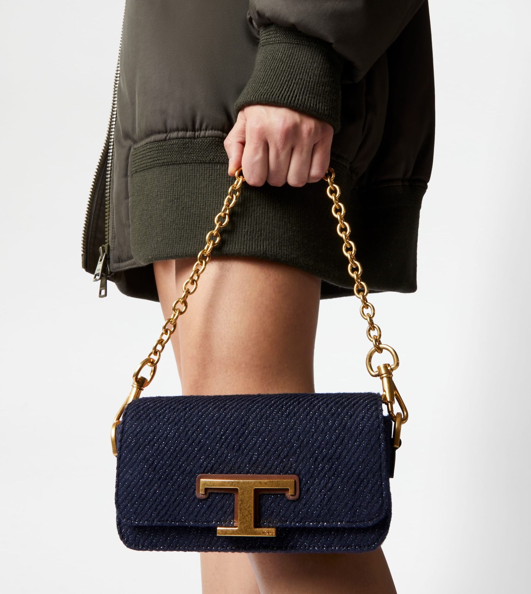  Túi Nữ Tod's T Timeless Crossbody Bag Denim Leather Mini 'Blue' 