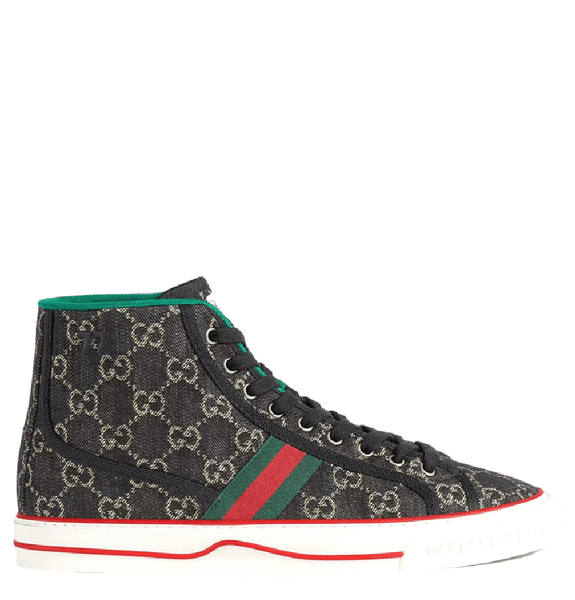  Giày Nam Gucci Tennis 1977 High Top GG Denim 'Black Ivory' 