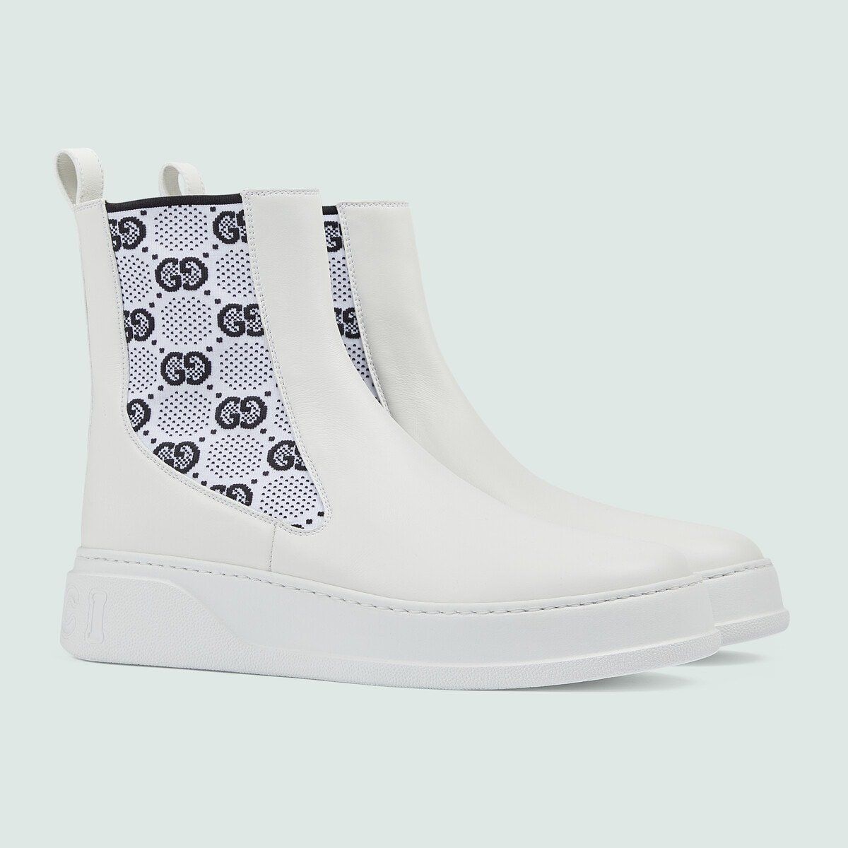  Giày Nam Gucci Boot With GG Jersey Leather 'White' 