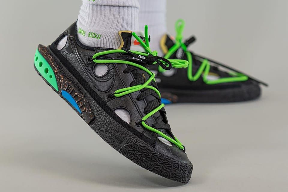 black and green off white nike shoes