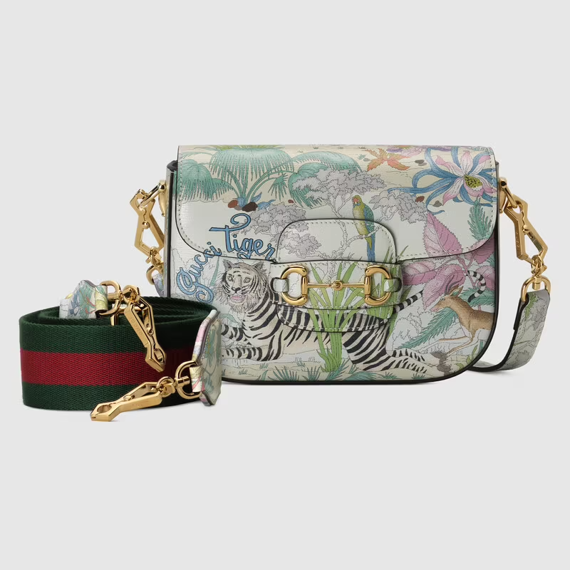  Túi Nữ Gucci Tiger Horsebit 1955 Mini Gold Toned Hardware 'Multicolor' ‎ 
