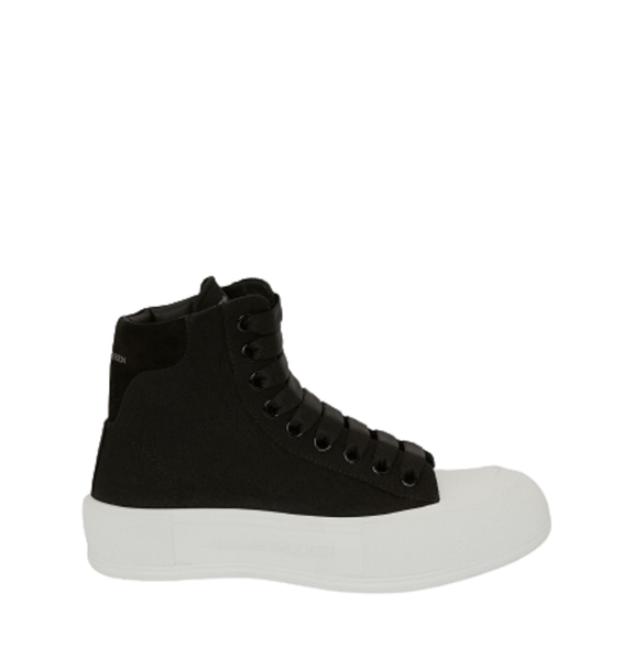 Giày Nữ Alexander McQueen High-top Deck Plimsoll 'Black White' 