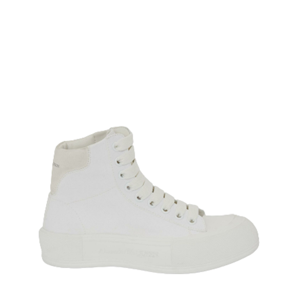  Giày Nữ Alexander McQueen High-top Deck Plimsoll 'Optical White' 
