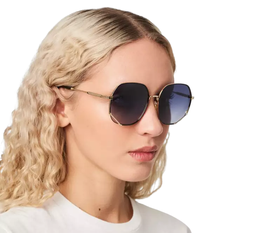  Kính Nữ Marc Jacobs Round Hexagon Metal Sunglasses 'Gold Brown' 