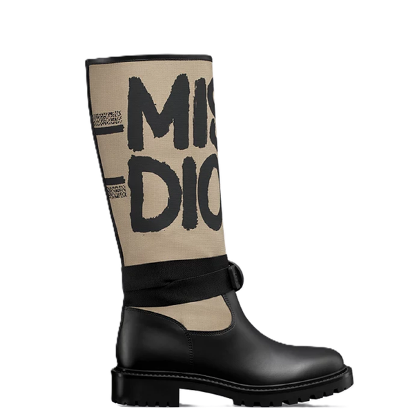  Giày Nữ Dior D-Major Boot 'Black Beige' 