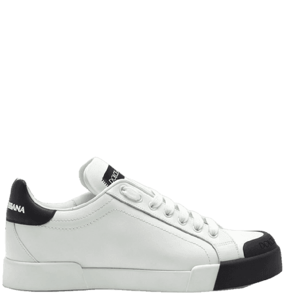  Giày Nữ Dolce & Gabbana Portofino Sneakers Nappa Leather Rubber Toe-cap 'White Black' 