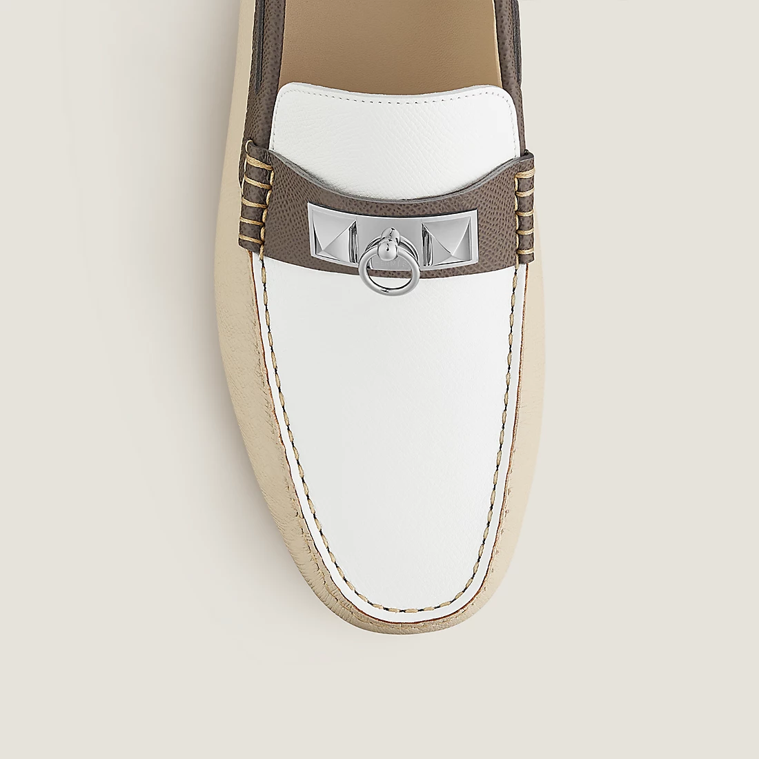  Giày Nam Hermes Irving Moccasin 'Blanc Beige' 