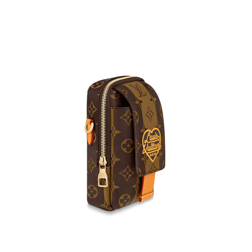  Túi Nam Louis Vuitton Flap Double Phone Pouch Monogram Stripes 'Brown Canvas' 